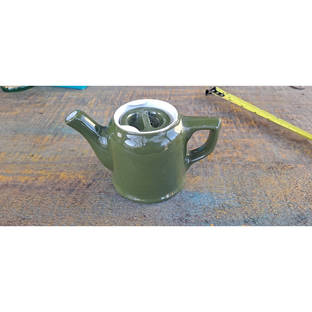 Vintage SINGLE SERVING 3 1/4" Green TEA COFFEE POT‎ w lid teapot